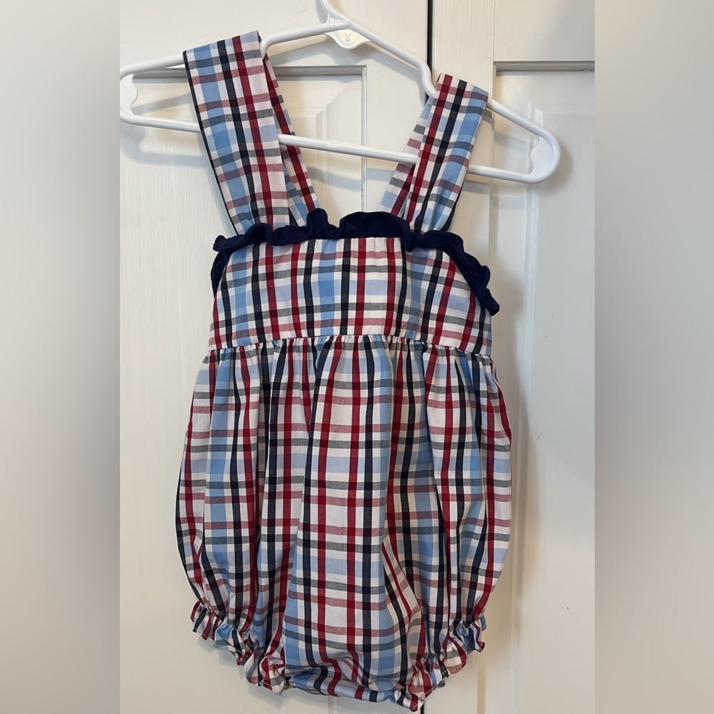 Stitchy Fish Red, White and You patriotic bubble onesie size 9m